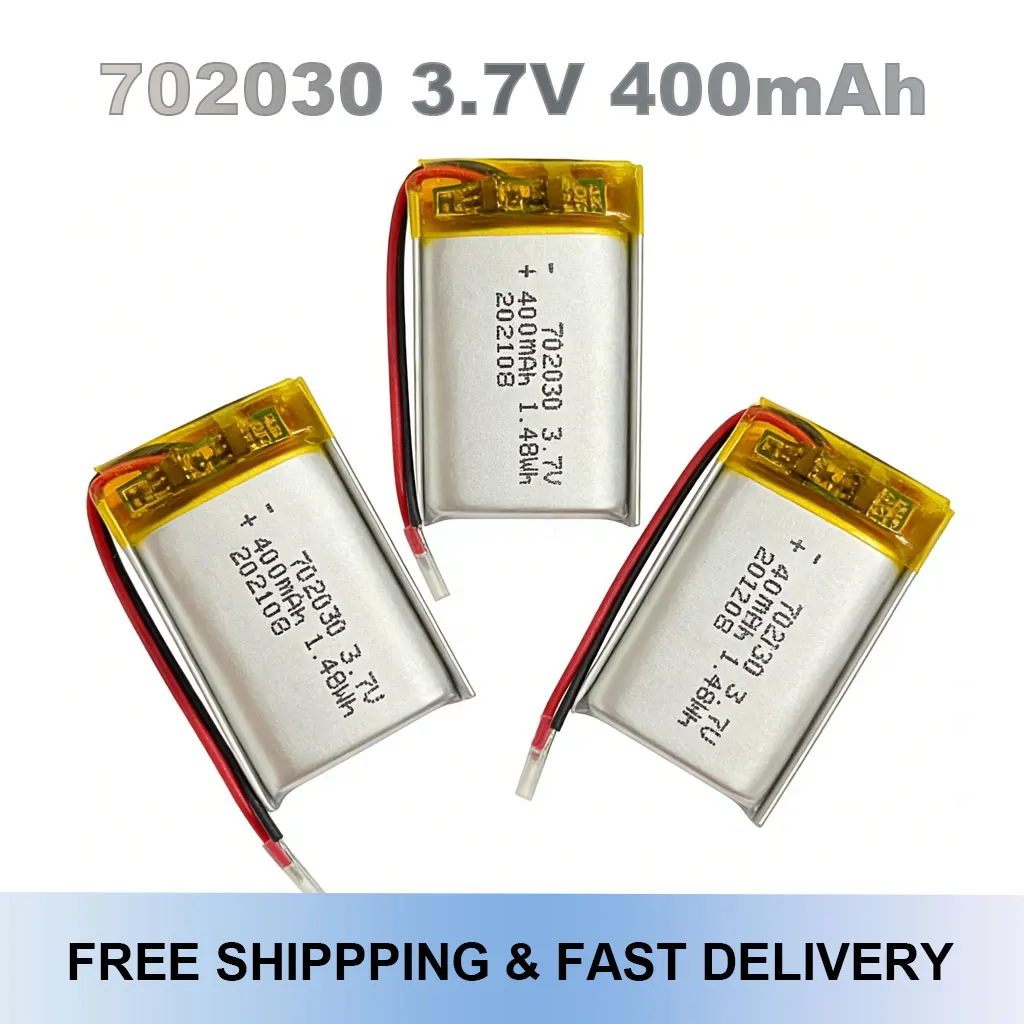 

3.7V 400mAh 702030 Li-Po Rechargeable Battery for Remote Control Drone Beauty Device MP3 GPS PSP DVR