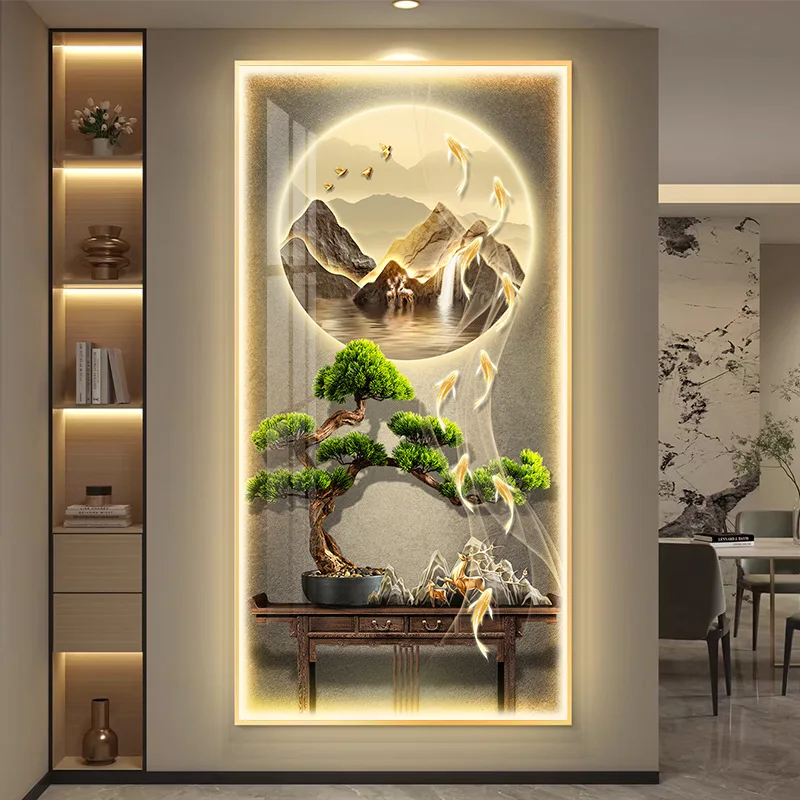 Picture 7: LED lights light luxury entrance door hanging high-end atmosphere corridor aisle mural