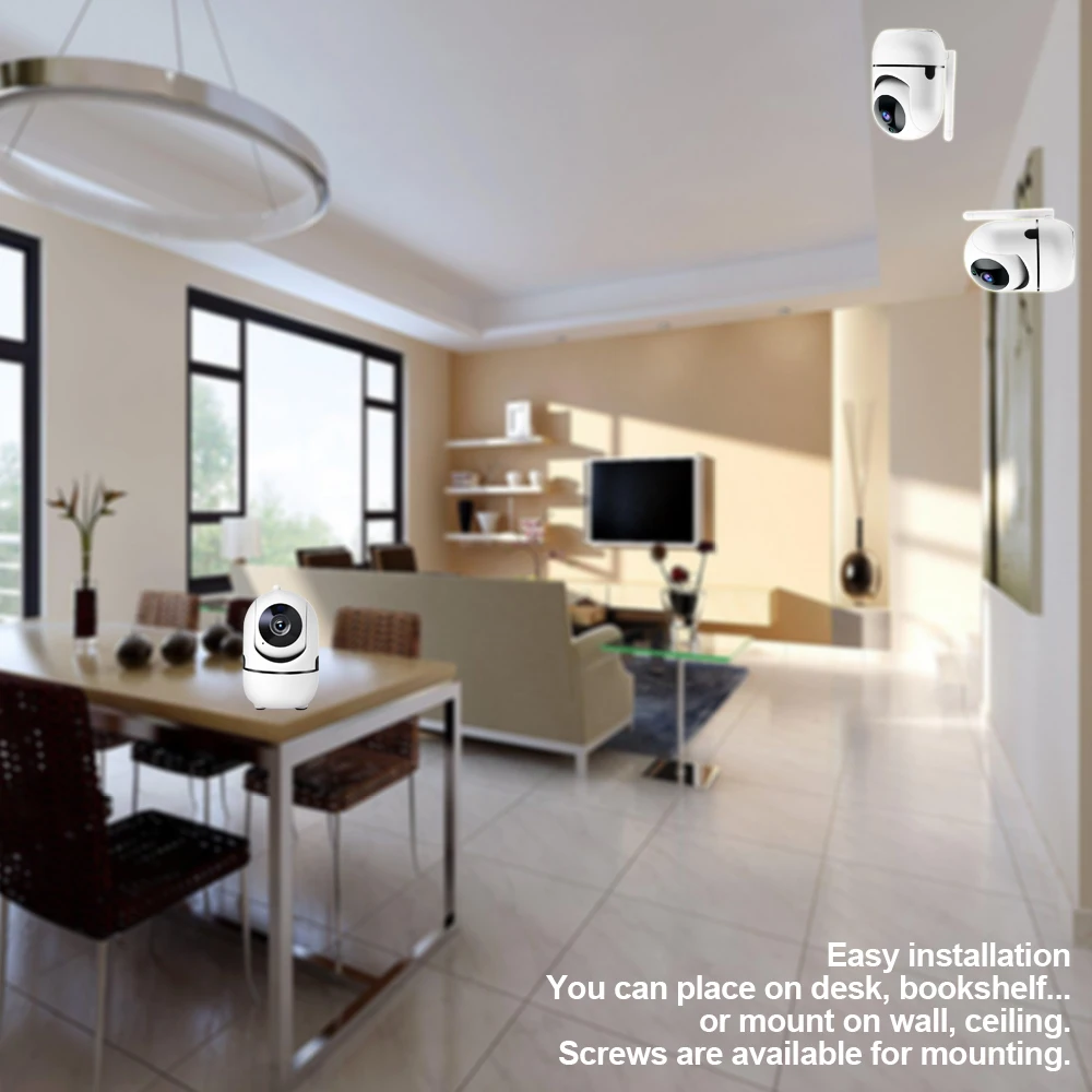 1080P Indoor Wifi Camera PTZ Rotation 355° Baby Monitor with Infrared LED Night Vision Motion Detection Alarm Push Ycc365plus