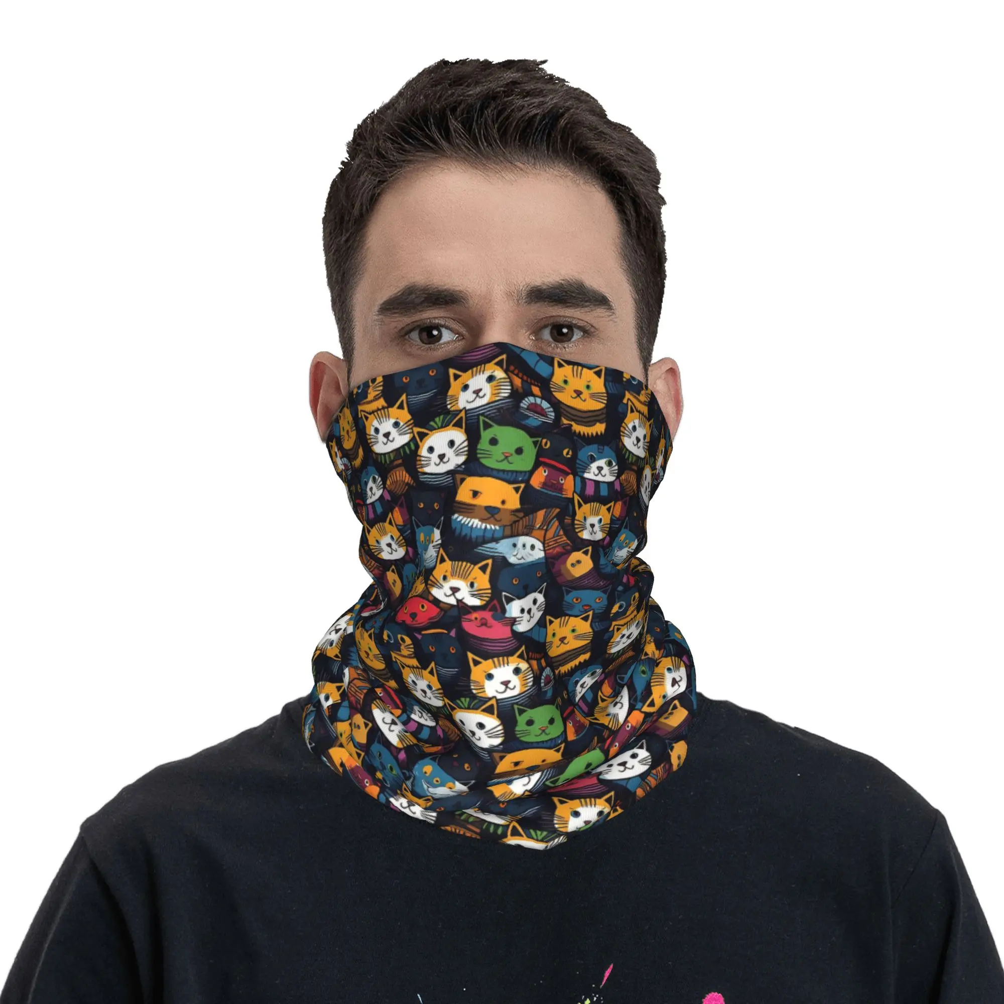 Kitty Joke The Cat's Zen Garden  Bandana Neck Gaiter Cats Pattern Wrap Scarf Warm Headwear Riding for Men Women Adult Breathable