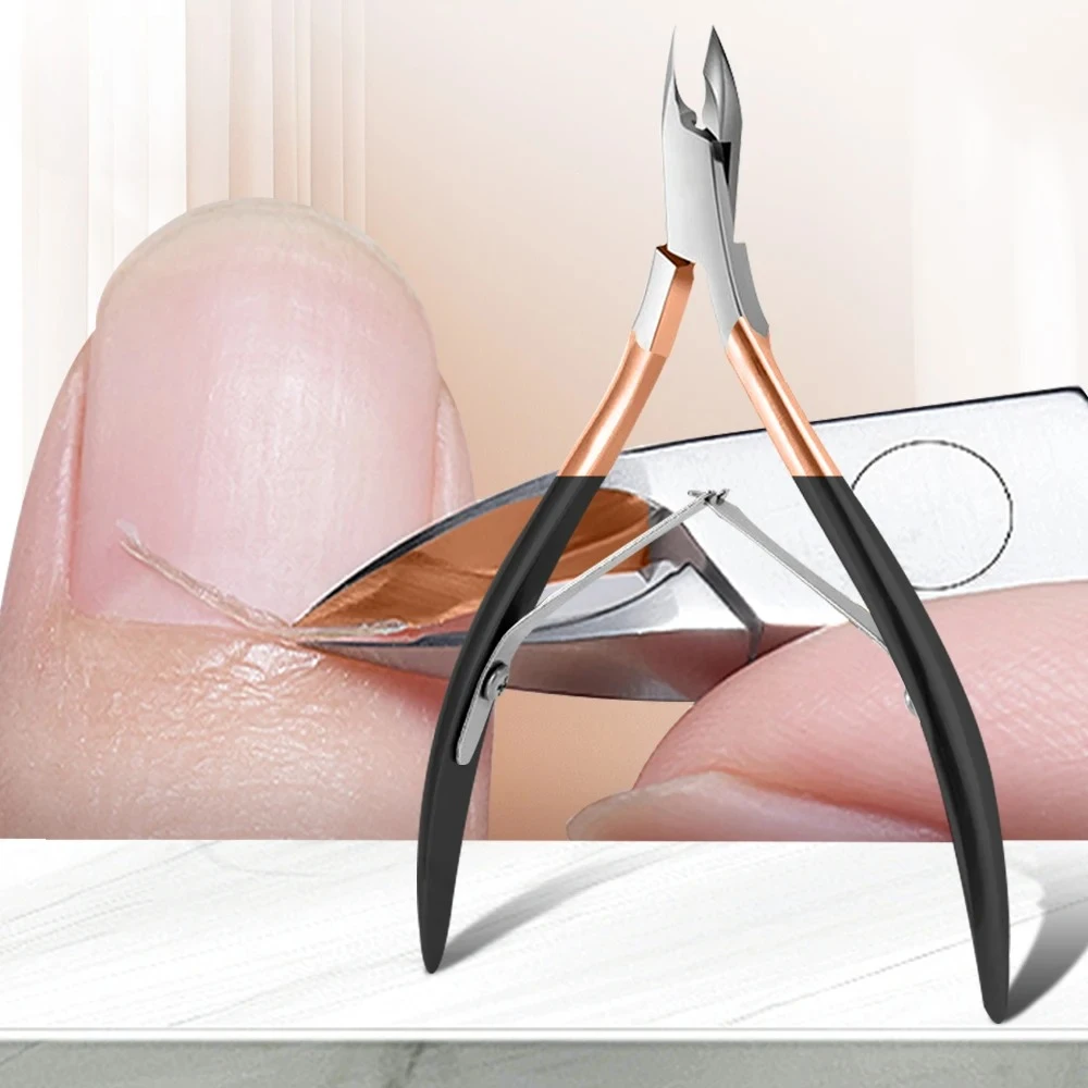 

1 шт., кусачки для кутикулы, триммер для удаления кутикулы из нержавеющей стали с нескользящей силиконовой ручкой, маникюрные инструменты для ухода за ногтями