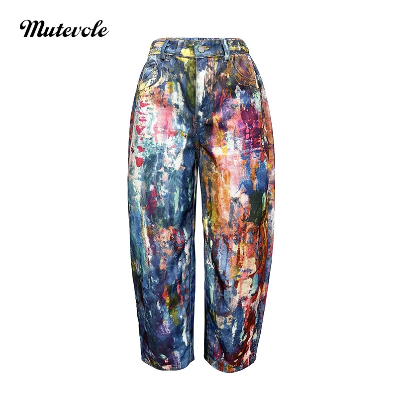 Mutevole femmes Graffiti imprimé pantalon à jambes larges mode Streetwear pantalon