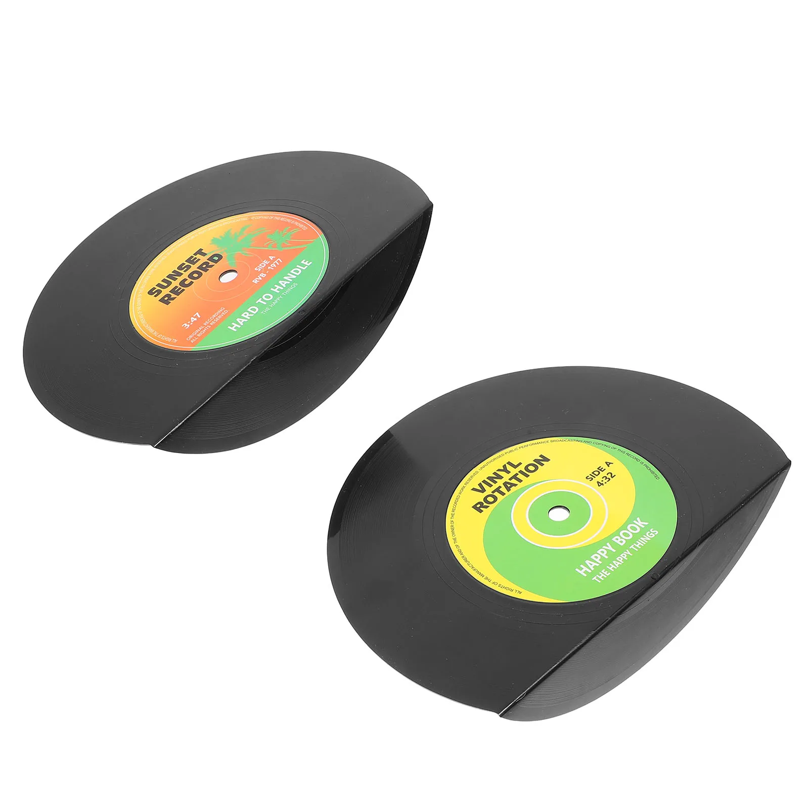 

1 Set Vinyl Shaped Bookends Smooth Plastic Book Ends For Study Room Desktop Organizer Storage Display Retro Reading Shelf Decor