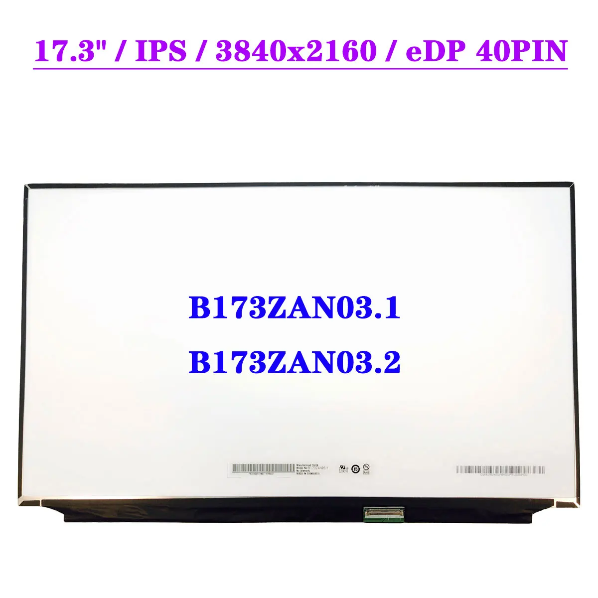 

17,3-дюймовый ЖК-экран UHD для ноутбука B173ZAN03.1 подходит для B173ZAN03.2 4K 3840x2160, матричная панель дисплея EDP, 40 контактов