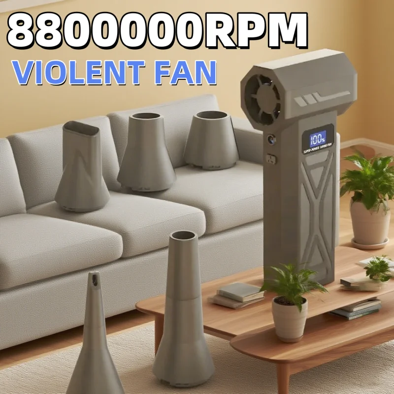 

880000RPM Violent Fan Brushless Motor Violent Turbo Fan Handheld High Speed Fan Powerful Vacuum Cleaner Fan Dusting Portable Fan