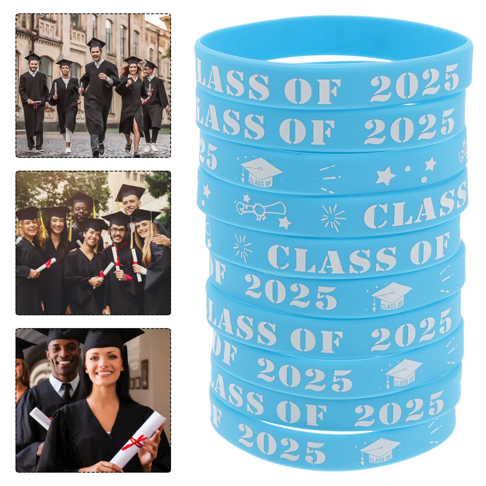 10 قطعة أساور سيليكون التخرج فئة 2025 ملحقات الحفلات الأحداث المدرسية أساور المعصم التخرج الزخرفية #1