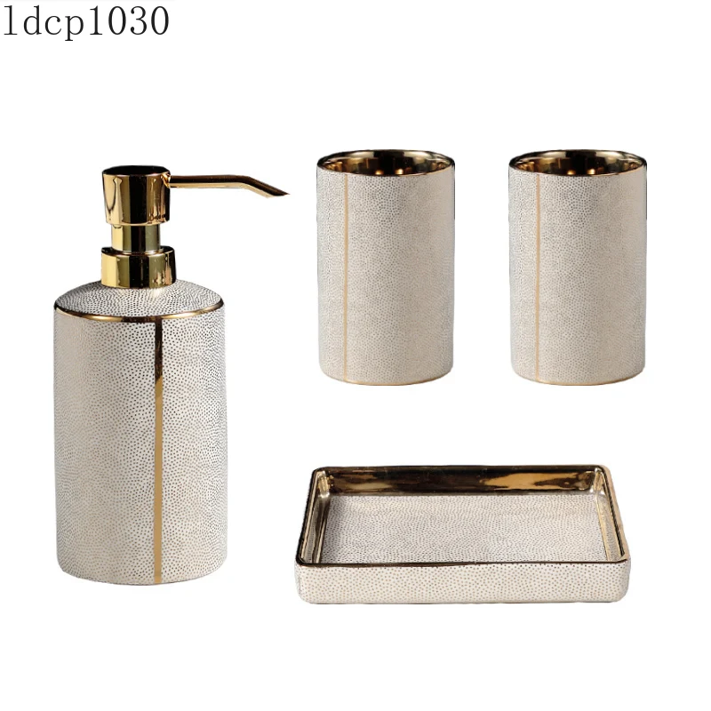 Ceramic Toiletry Set High-end Bathroom Supplies Toothbrushing Cup/lotion Bottle/soap Dish Home Bathroom Decoration Accessories