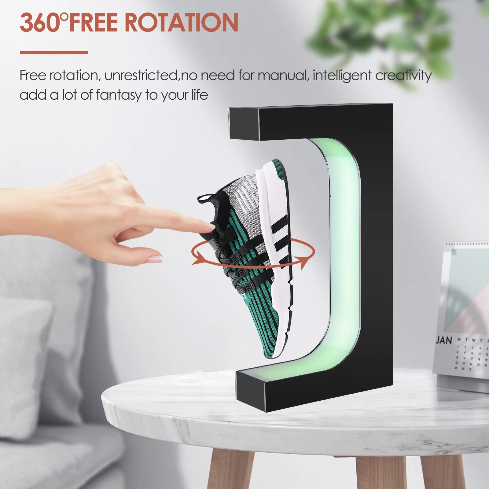 Imagem -06 - Magnetic Levitating Shoe Rack com Luzes Coloridas Double Headed Levitating Remote Controlled 360 Graus de Rotação