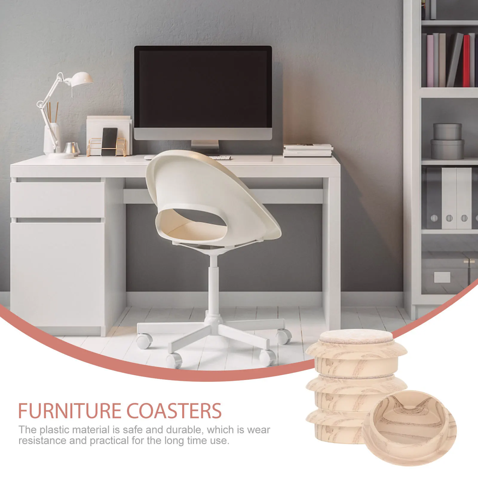 

4Pcs Furniture Coasters Plastic Caster Cups for Hardwood Floors No Punching Or Screws Required Easy Install Furniture Coasters