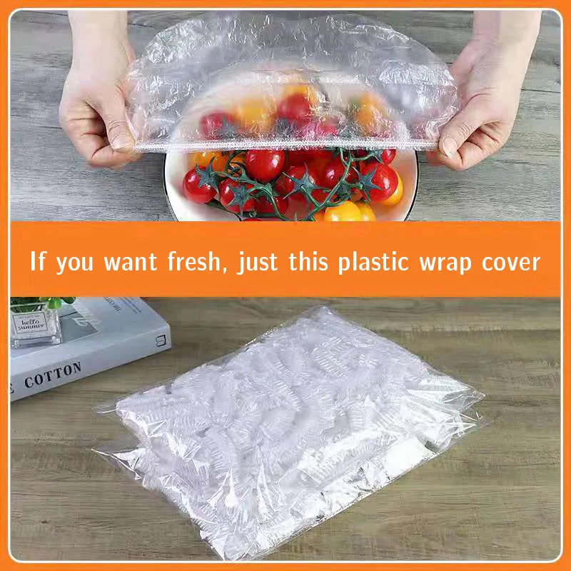 Disposable Food Storage Cover Bags Plastic Wrap Elastic Food Lids Kitchen Fresh-keeping Bag for Bowls Cups Plates Refrigerator