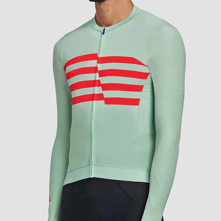 Summer Long Sleeve Cycling Jersey for Men Breathable Mountain Bike Shirt Hem  Road Bicycle Clothing