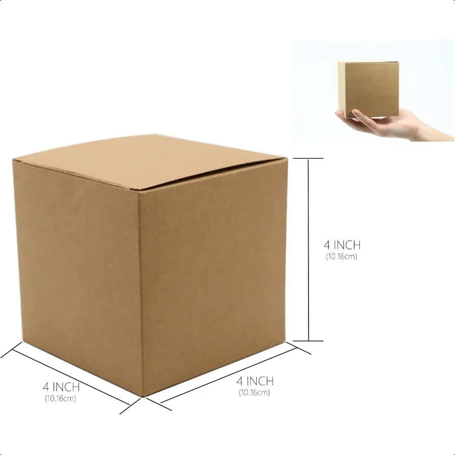 25 Pcs Brown Paper Gift Boxes Small Candy Boxes Bulk 4x4x4 inch Gift Box with Lids Goodie Treat Boxes for Party Favors Birthday