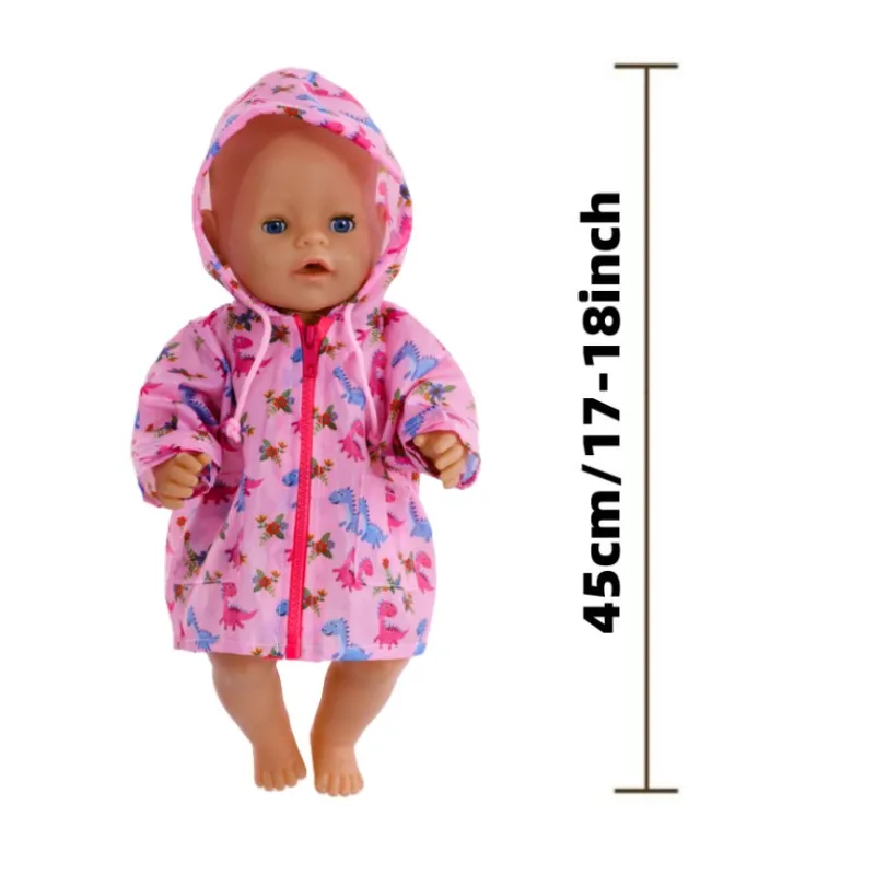 43 Cm Doll Raincoat 117 -18 Inch Doll Clothes Raincoat Doll Accessories Costume Girl Play Toy Waterproof Clothing Wear Kids Fest