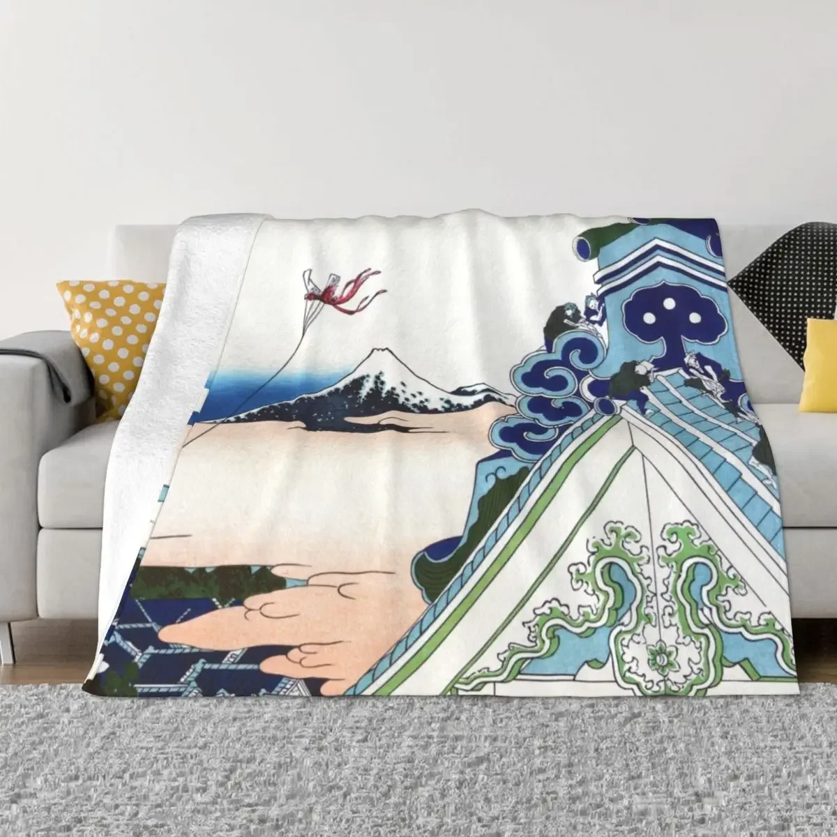 Honganji Temple at Asakusa in Edo by Katsushika Hokusai Throw Blanket Sofa Quilt Retros Blankets