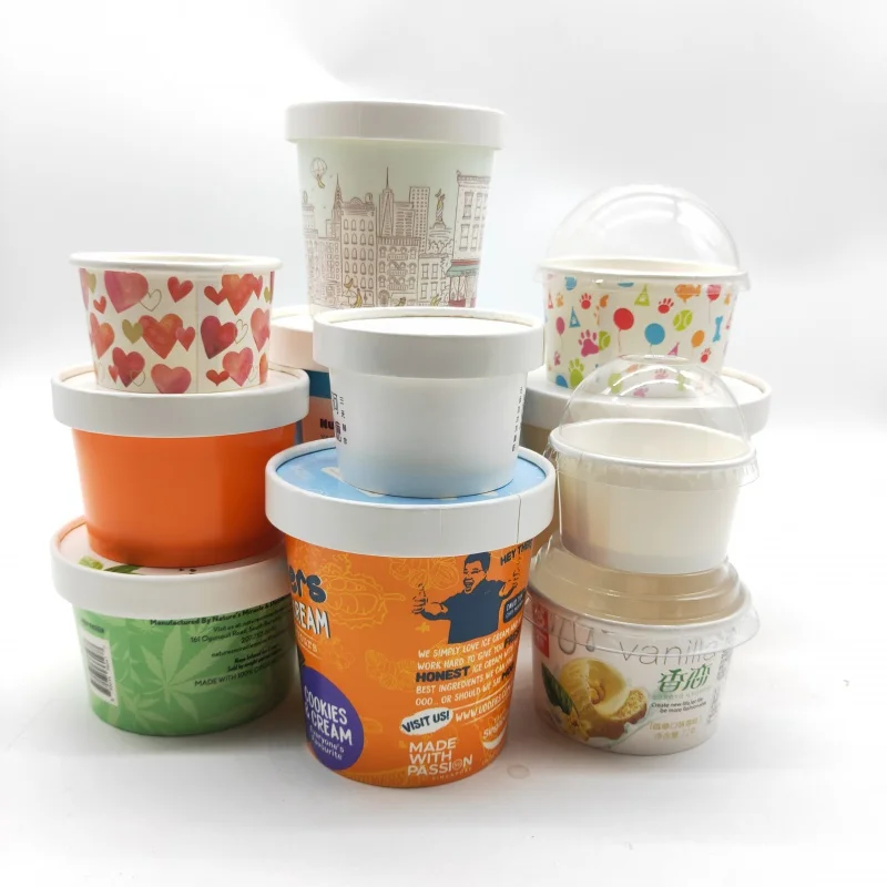 

Customized product2023 new style sundae paper cup small disposable ice yogurt paper bowl with lid and spoon