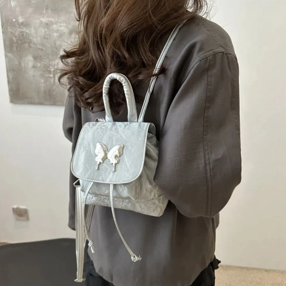 Mini sac à dos en PU pour femme, solide, grande capacité, ouvert papillon, sac pour femme, document, nouveau