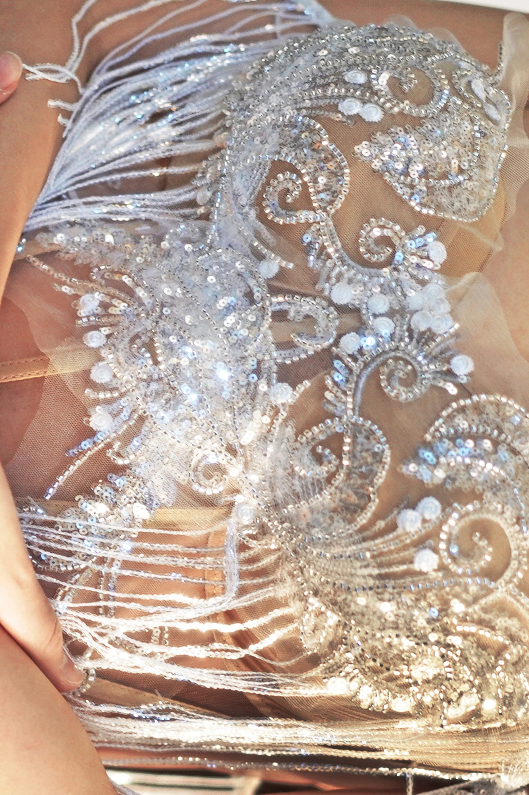 Tassel Strapless Sequins Crop Tops Long Skirt 2Pieces Set Event Stage Performance Costume Birthday Party Hottie Sexy Wear Fensi