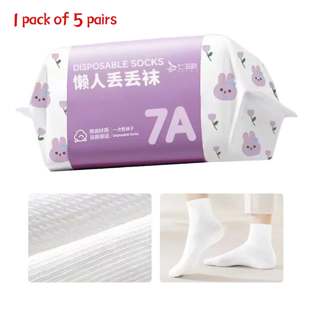 35-43 Wegwerpsokken Wit Zwart Zweetabsorptie Wegwerpkousen Polyester Zachte reisbenodigdheden Sokken Unisex