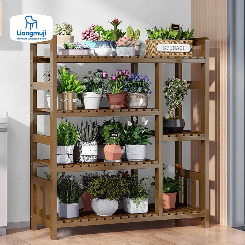 Nordic Living Room Plant Shelves Floor Type Hanger Flower Pot Balcony Plant Shelves Outdoors Garden Furniture Porte-plantes FYPS