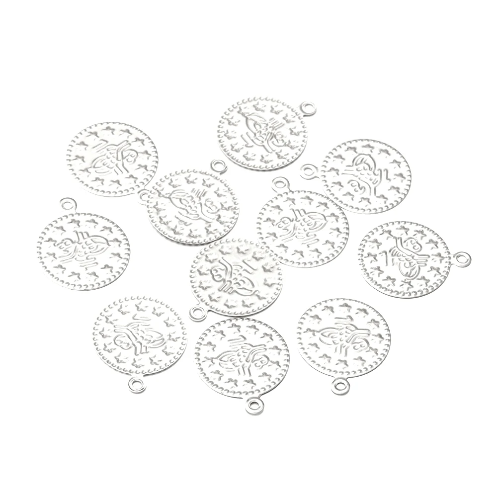 50/100 stücke 15/20mm Türkei Vintage Eisen Blatt Anhänger Runde Anhänger Für Schmuck Machen DIY Charms Halskette ohrringe Zubehör – Detail 8