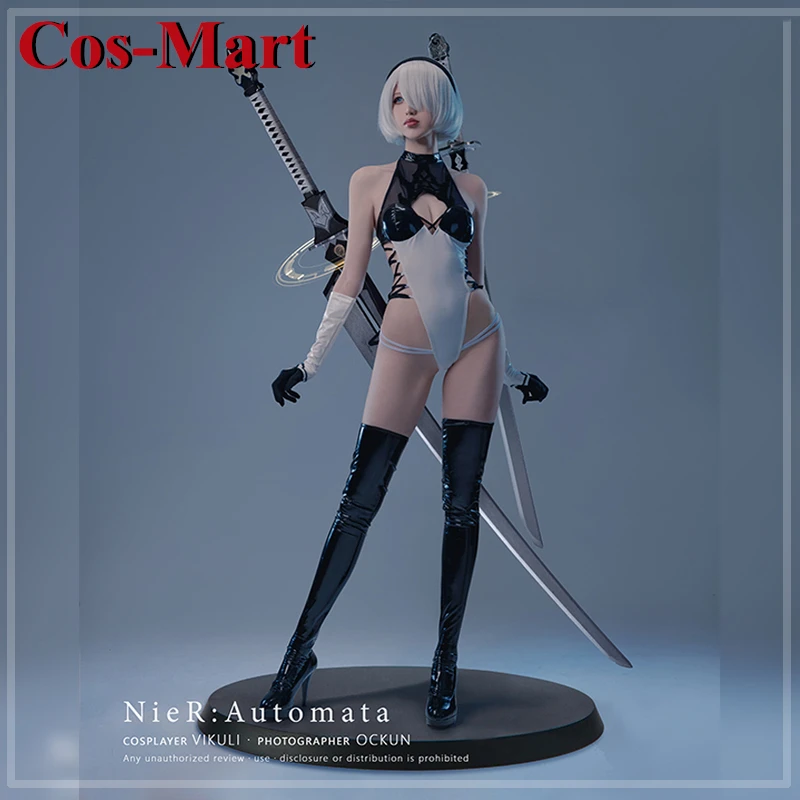 

Cos-Mart Game NieR : Automata 2B Cosplay Costume Sweet Lovely PU Leather Jumpsuits Swimsuit Activity Party Role Play Clothing