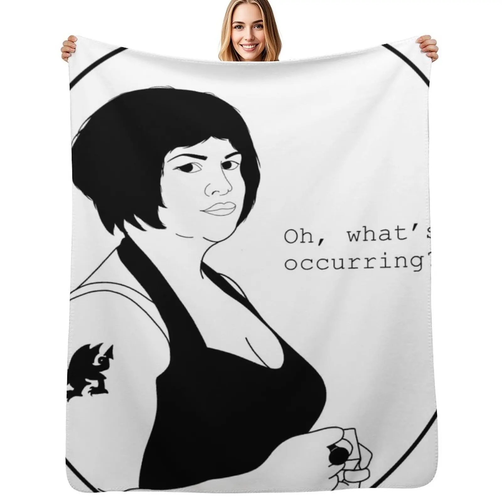Oh, what's occurring? - Nessa Gavin & Stacey Line art Throw Blanket Outdoor Soft Blanket for Picnic Beach Camping