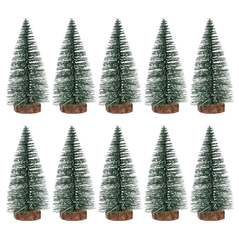 

10Pcs Mini Pine Christmas Tree Artificial Tabletop Decorations Festival Plastic Miniature Trees Home Party Bar New Year for Xmas