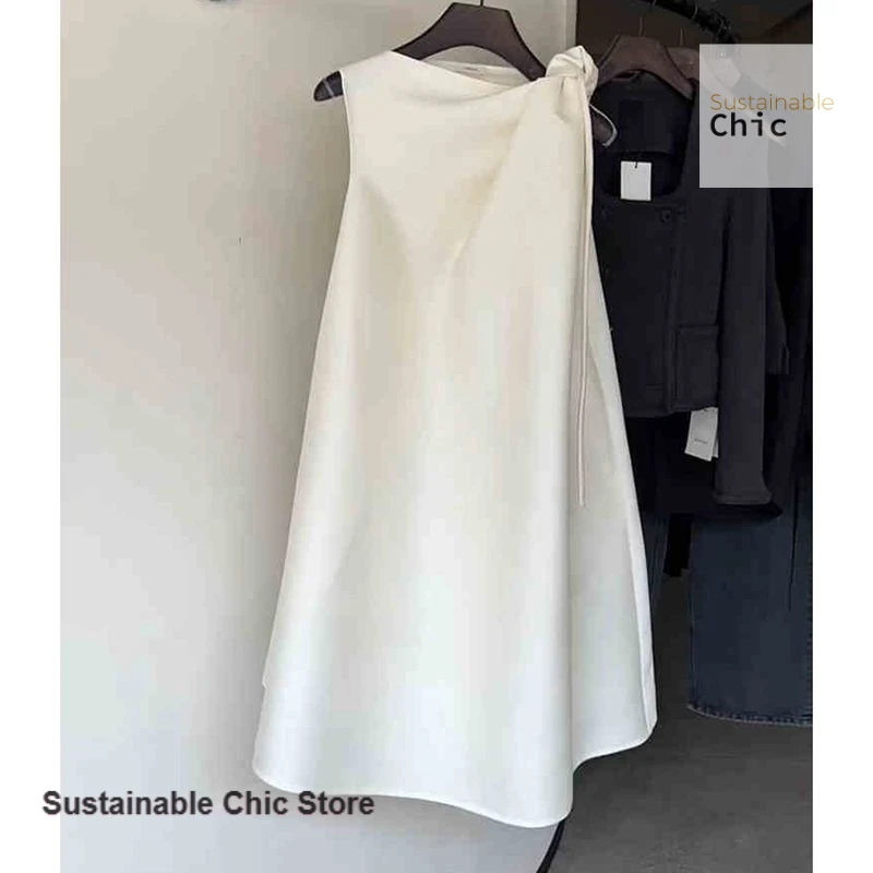 

French style white vest sleeveless dress women's spring and autumn new fashion soft and comfortable casual skirt sexy dress