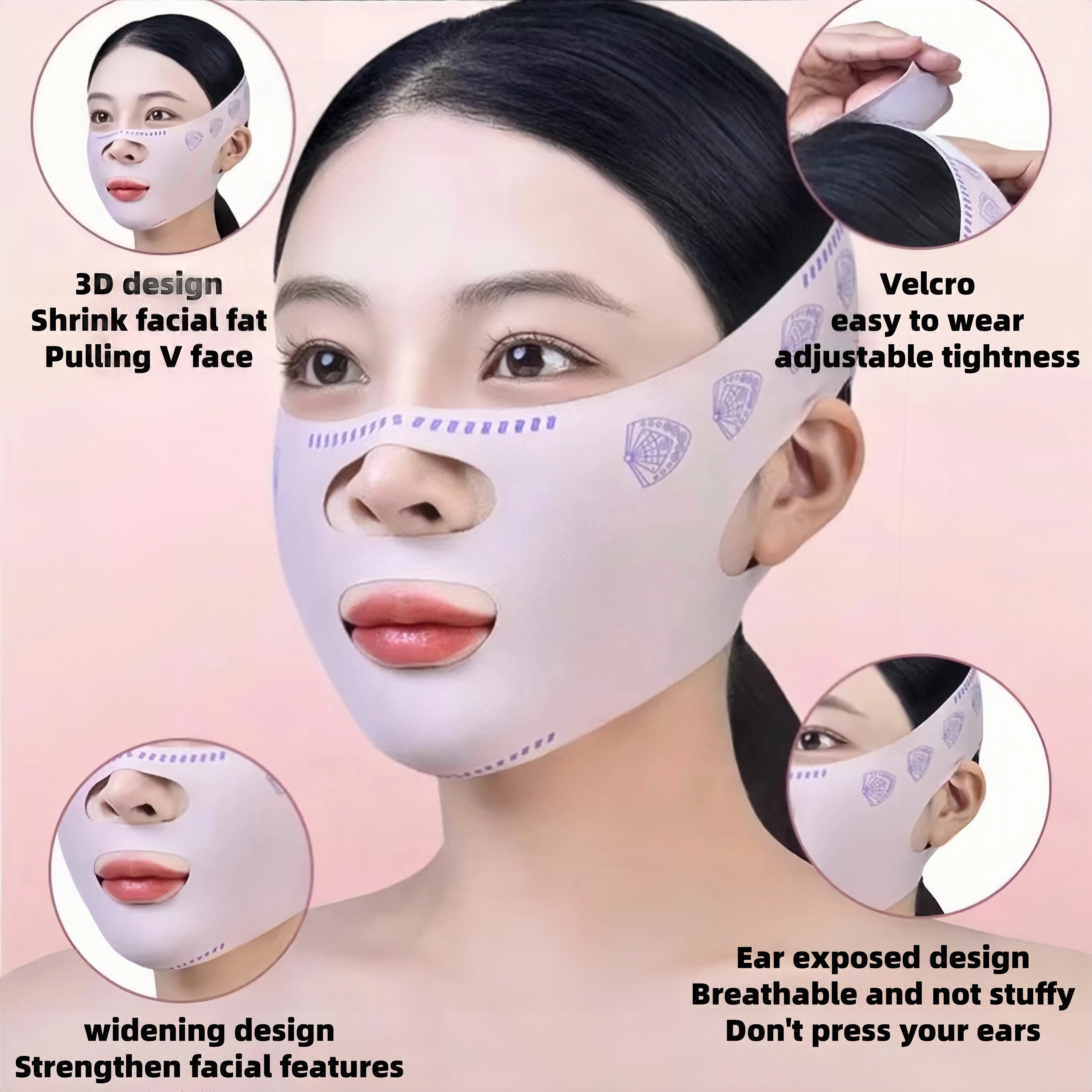 顎と頬の痩身バンド Vシェイパー Vラインリフティングマスク フェイスリフティング アンチリンクルストラップバンド スリーピングマスク 美容健康