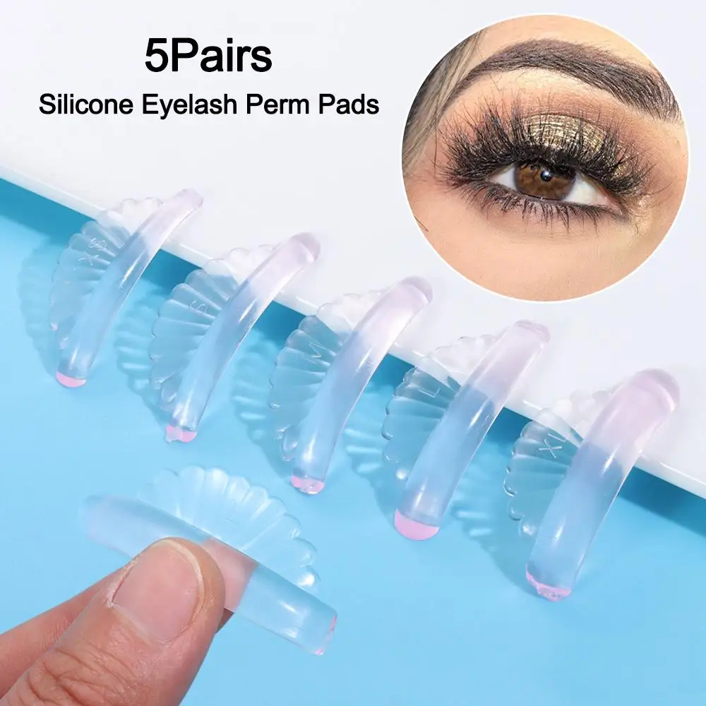 5Pairs Applicator Tools Silicone Eyelash Perm Pads Reusable Shell Style Eyelash Perm Curler Multiple Sizes