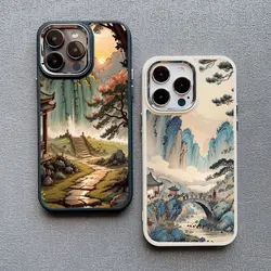 Mountain Peak Lake Vintage Silicone Phone Case For iPhone 13 12 Pro Max 16 15 11 Pro Max 14 7 8 Plus SE2 XS X XR Soft Back Cover