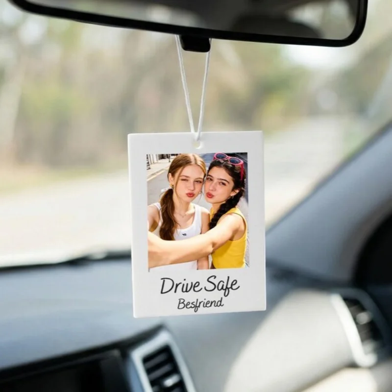 Customized Photo Car Polaroid Acrylic Rearview Mirror Decoration Can Add Text Pendant Romantic Valentine Gift For Driver view 3