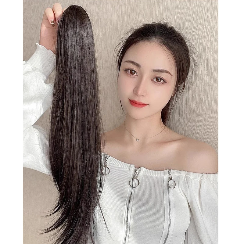 MSTN Synthetic Long Wavy Straight Ponytail Claw Clip Hair Extensions Ladies Ponytail Extensions Ponytail Hair Accessories