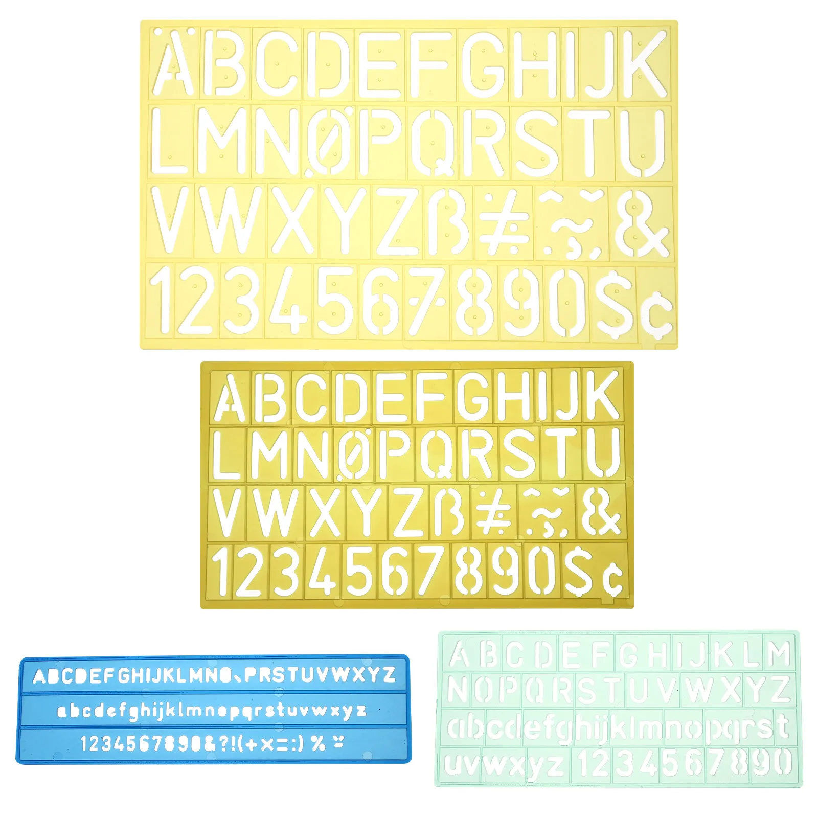 4 sets Geometric Template Ruler Plastic Painting Drawing Stencils Templates Halloween Christmas New Year Alphabet Stencil Set