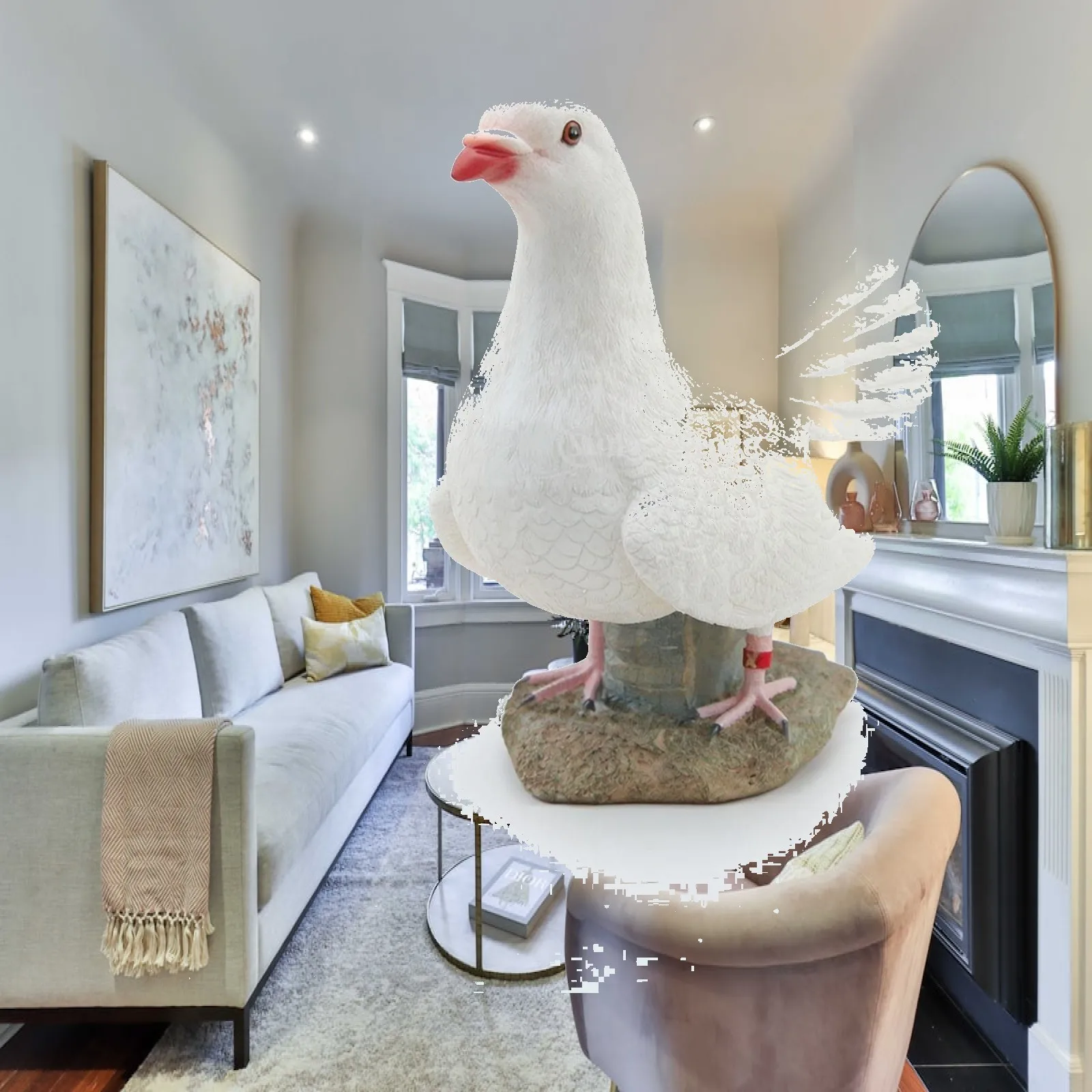 Pigeon Figurine Resin Pigeon Statue with Base Realistic for Courtyard, Gardeners