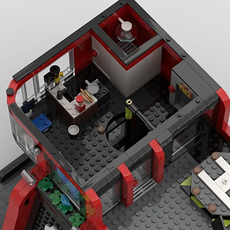 Seria Klocków Konstrukcyjnych Moc z Widokiem na Ulicę Miasta, Model Budynku Strażackiego, Technologiczne Klocki Modułowe DIY, Zabawka, Prezent na Święta