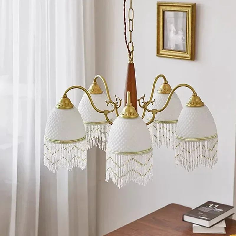 SANDYHA الحديثة قلادة LED أضواء الشمال الثريات الرجعية مع شرابة النحاس مثالية لغرفة النوم غرفة المعيشة طاولة طعام أنيقة