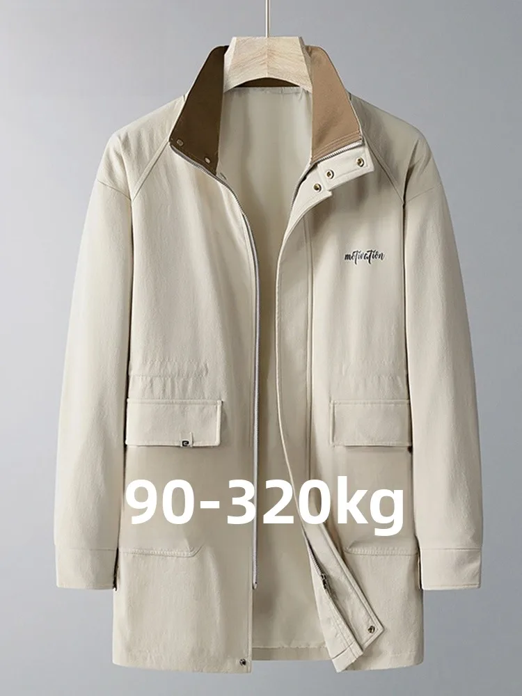 

MoChao Large Size Men's Casual Long Coat Spring Autumn Trendy Brand New Loose Versatile Simple Turn-down Collar Jaet