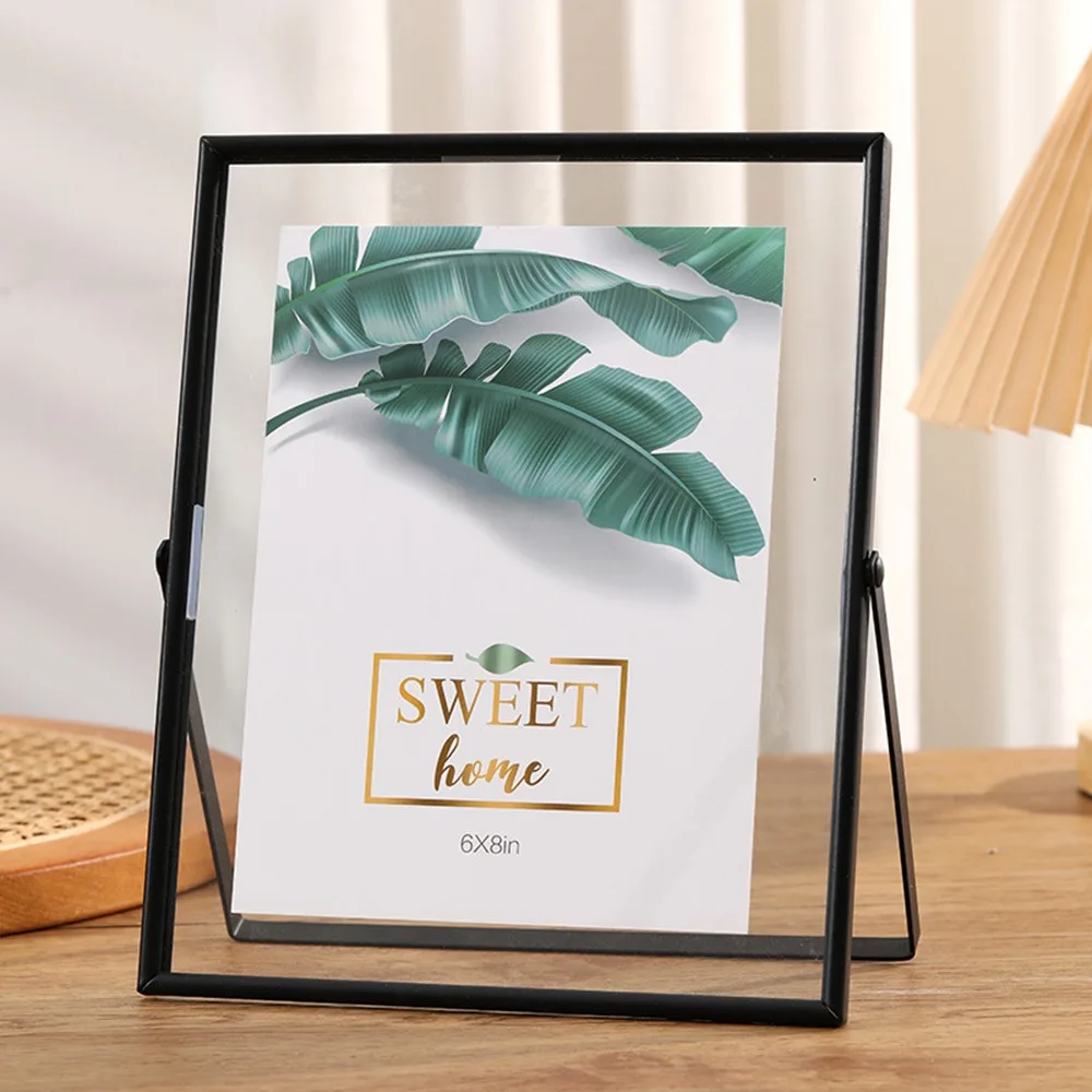 Multi-Purpose Metal Photo Frame, Gold & Black Rectangle