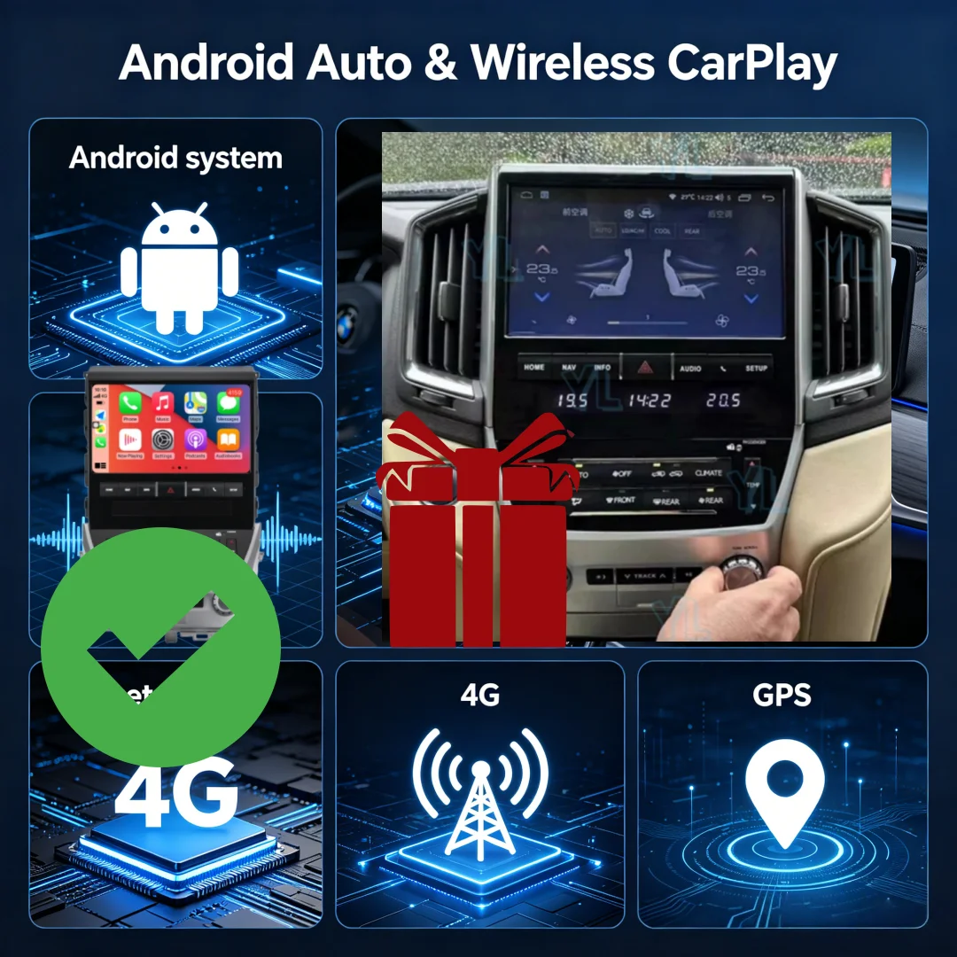 10Inch NEW Upgrade Android13 Car Radio For Toyota Land Cruiser LC200 2008-2021 Wireless CarPlay GPS BT 5.0 Video Player HeadUnit