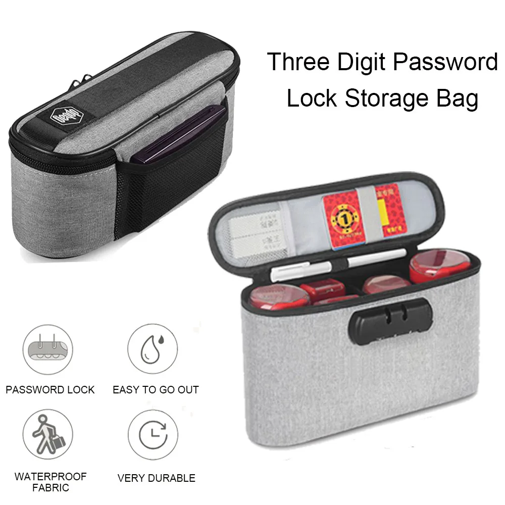 Waterproof Document Password Bag 3 Digit Password Lock Safe Box Card Money File Storage Bag Travel Home Office Organizer Case