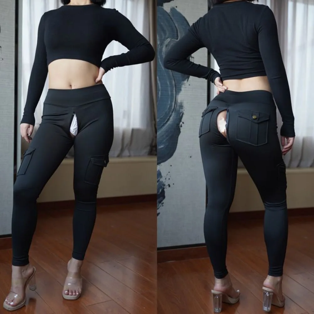 

Outdoor Sex Erotic Open Crotch Sexy Yoga Pants Women Gym Fitness Trousers Peach Hip Leggings Seamless Push Up Jogger Sportswear