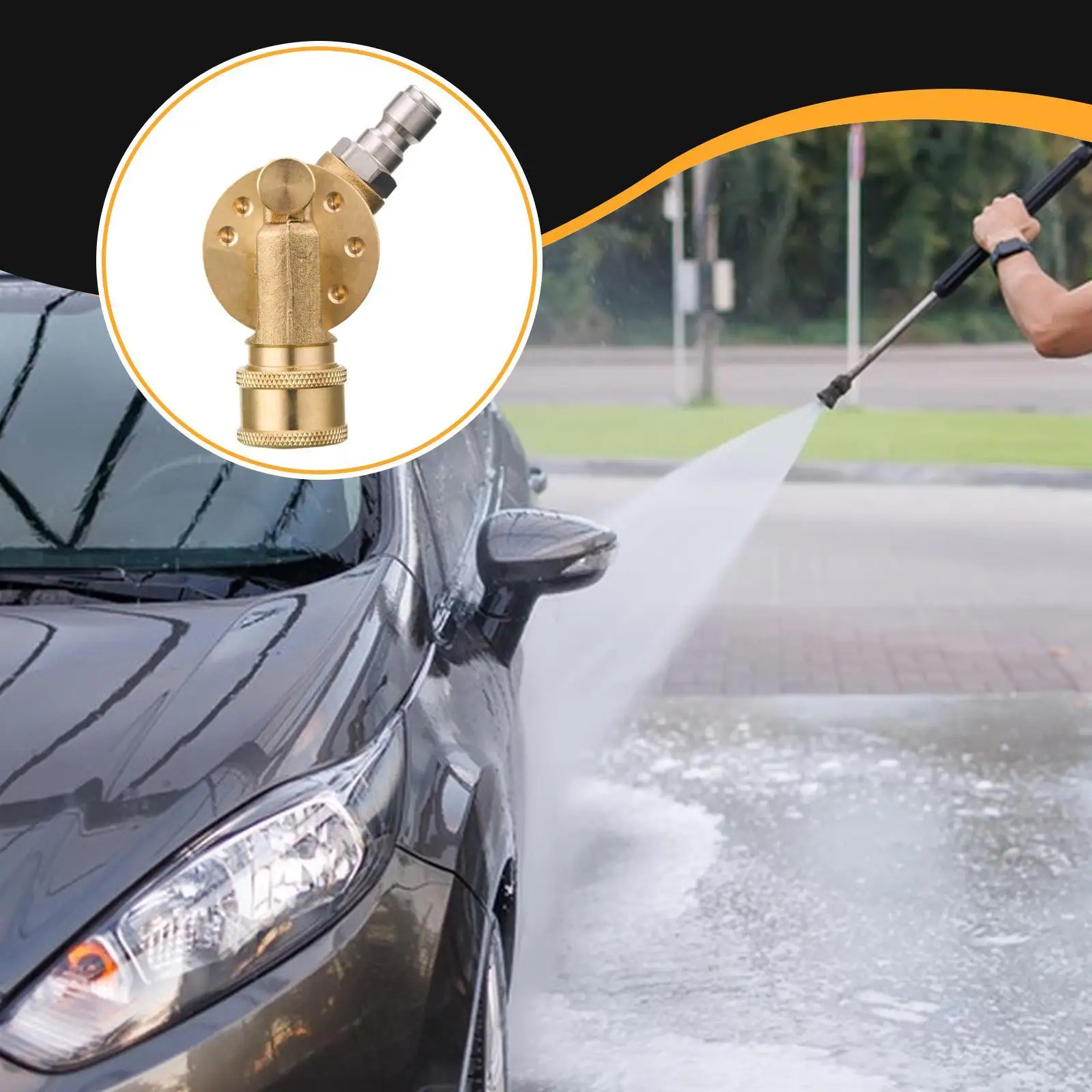 High Pressure Rotating Pivoting Coupler Cleaning Wand Copper Attachment for Car Motor Home Tasks