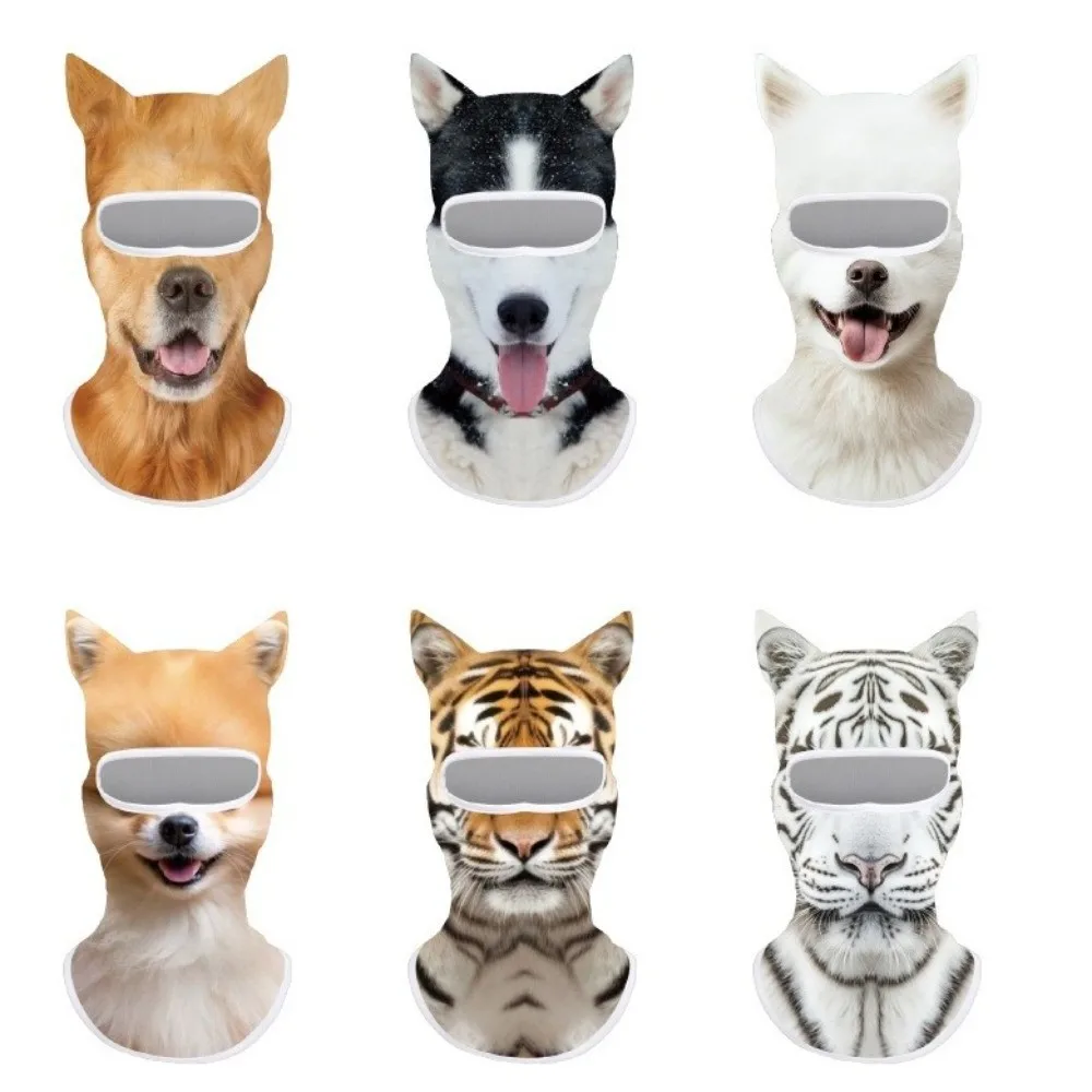 3D Animal Print Balaclava Mask Ice Silk Breathable Fabric Full Face Mask Full Coverage Windproof Design Sun Protection Mask
