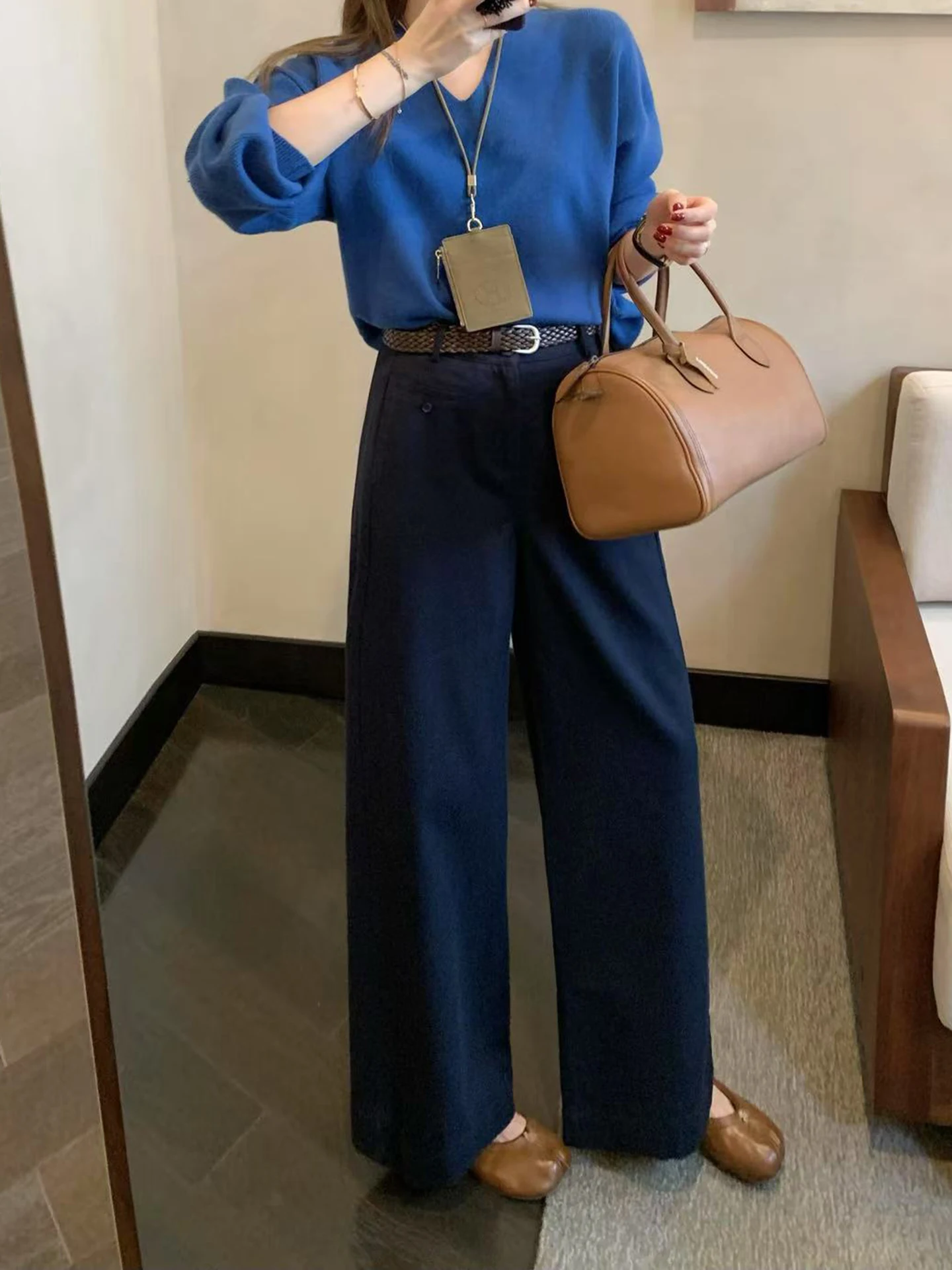 

Женские джинсы с высокой талией и широкими штанинами, свободные, прямые, повседневные, укороченные, из хлопка с эластаном