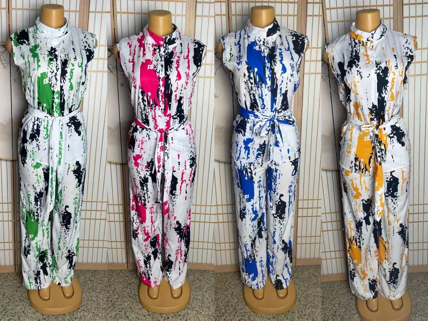 2 Piece Women Set Dashiki African Clothes Summer Spring New Fashion Short Sleeve Top And Pants Suit Party Lady Matching Sets