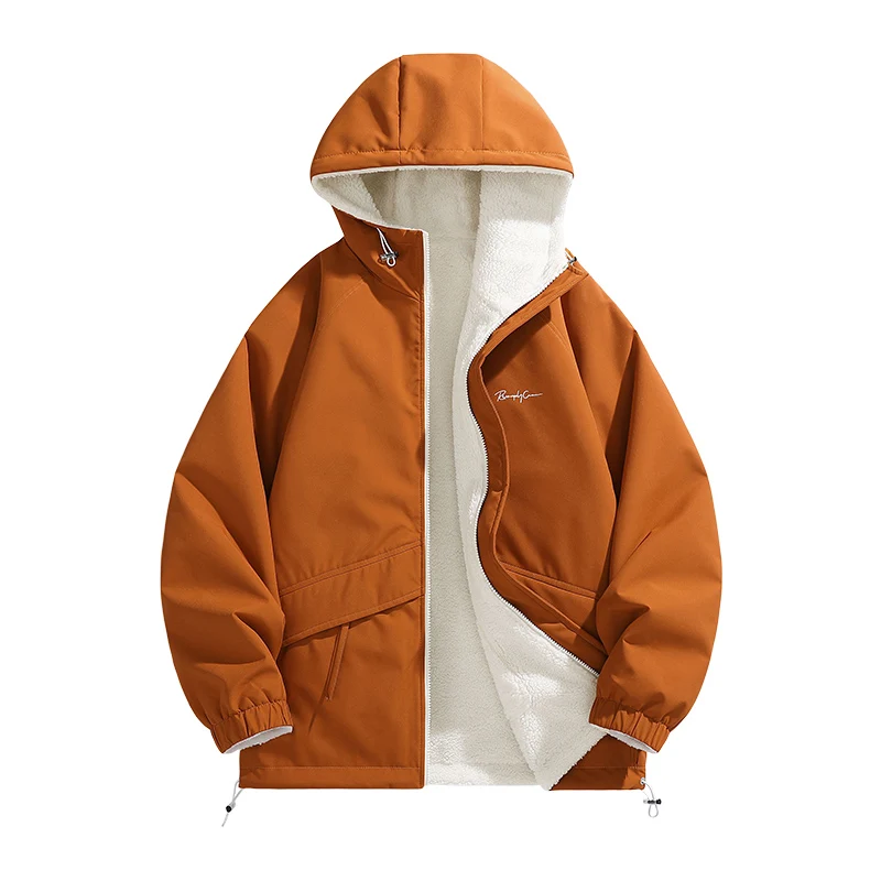 

Зимнее хлопковое пальто, плюшевая куртка, модная и универсальная мужская повседневная свободная посадка из плотного хлопка, ветрозащитная с капюшоном, высококачественная