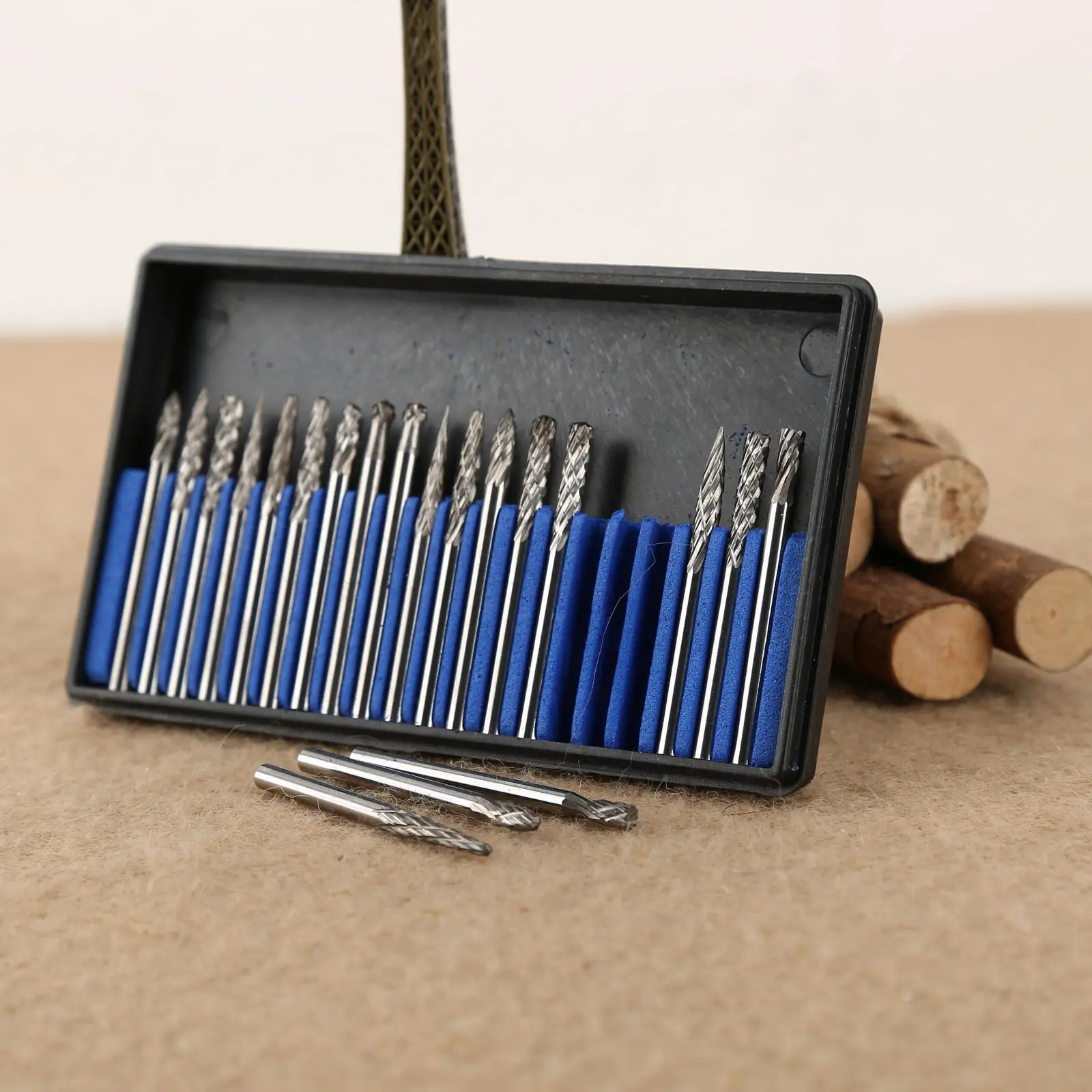 20Pcs/1box 3x3mm Tungsten Steel Solid Carbide Burrs Grinding Head Dremel Rotary Tool Drill Die Grinder Carving Bit Double Grain