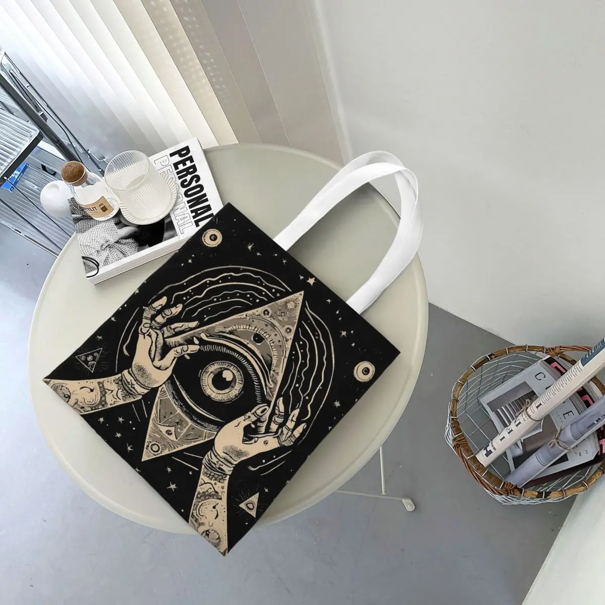 Illuminati All Seeing Eye Boodschappentassen Canvas De draagtas Opvouwbaar voor meisjes Schoudertas Reishandtas