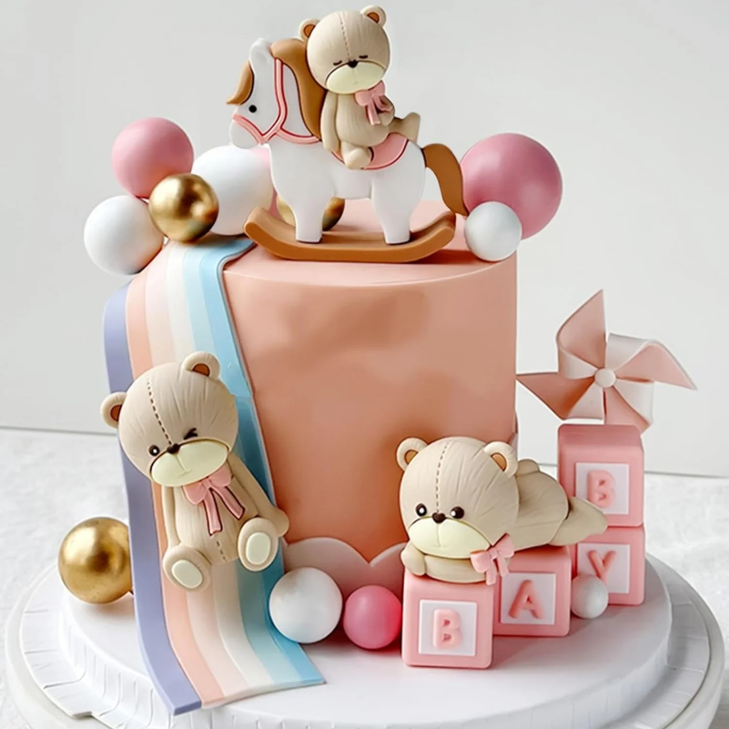 لافينتي الفاخرة الوردي الدب كعكة الديكور الطفل الدب استحمام الطفل كعكة توبر الدببة كعكة الديكور كعكة عيد ميلاد الديكور #1